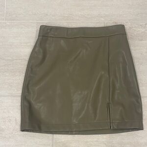 Olive Faux Leather Mini Skirt size small